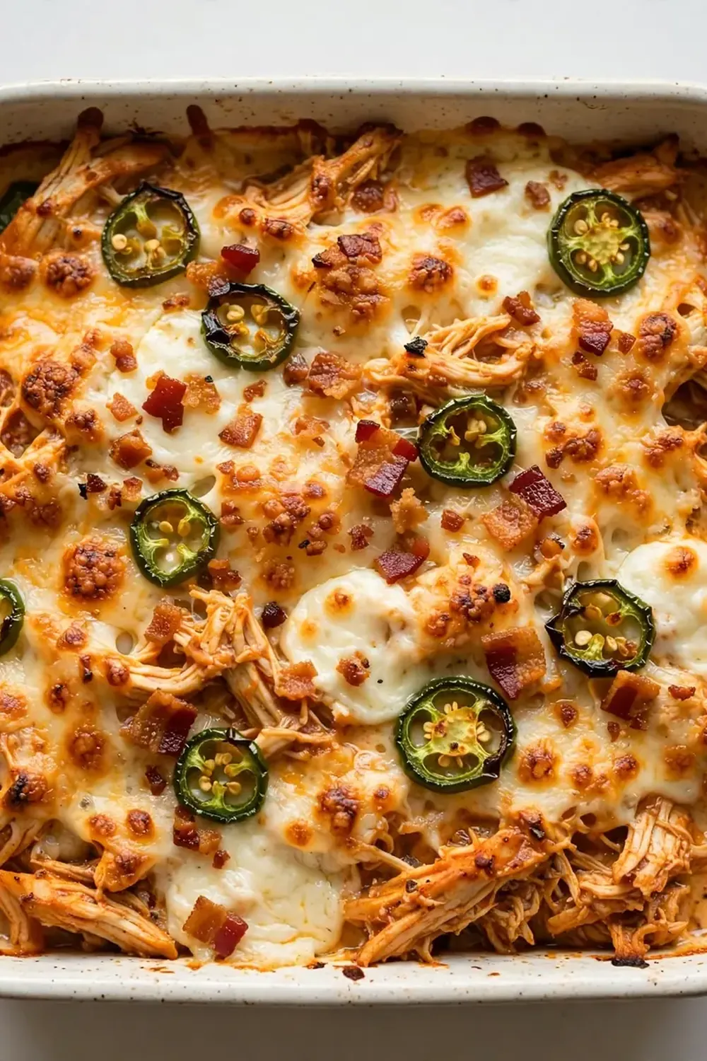 Buffalo Chicken Jalapeño Popper Casserole