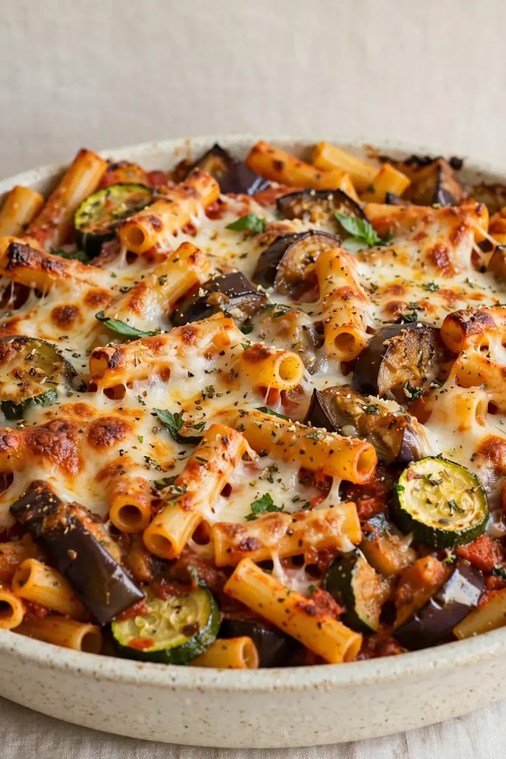 Eggplant and Zucchini Baked Ziti