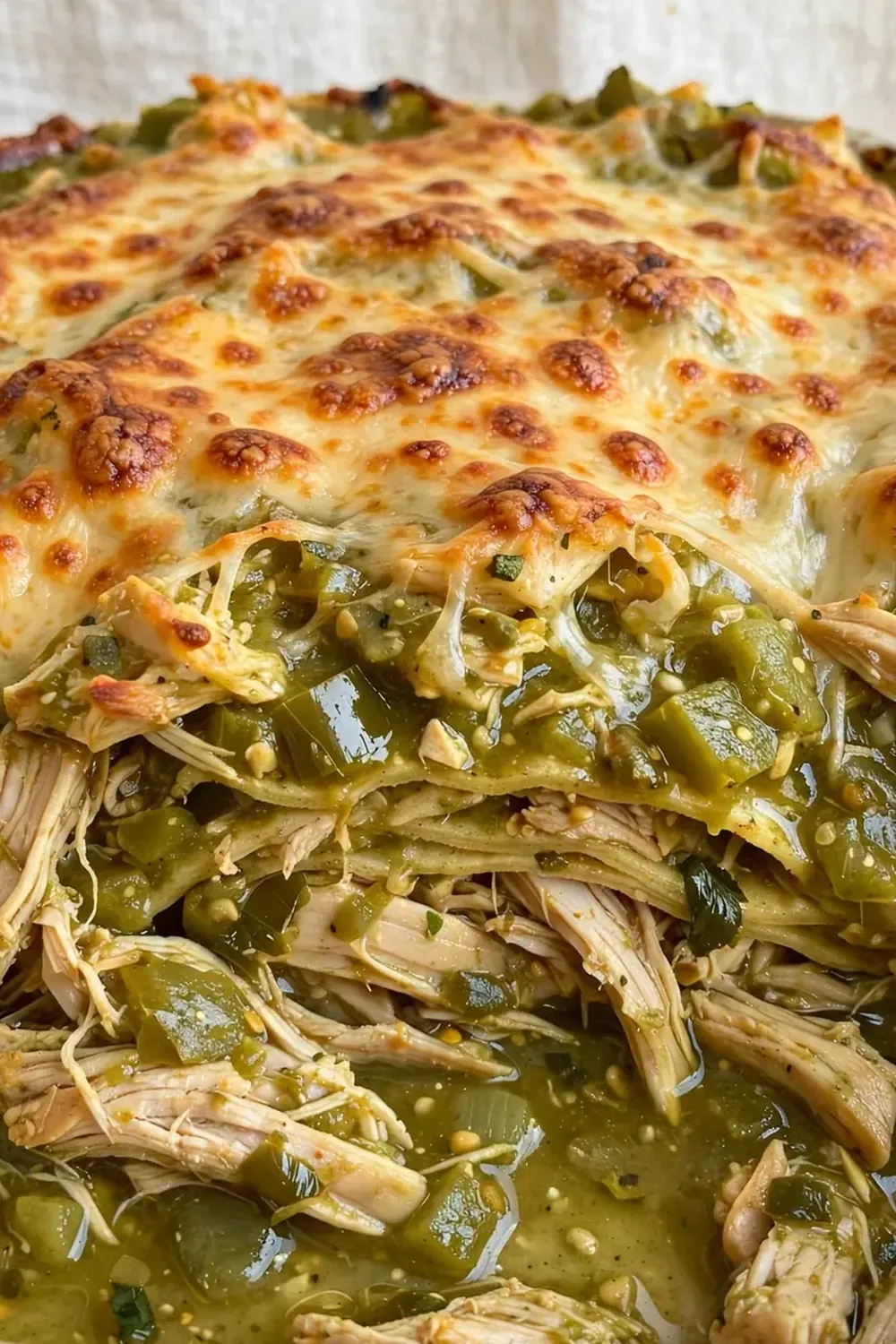 Green Chile Chicken Enchilada Casserole