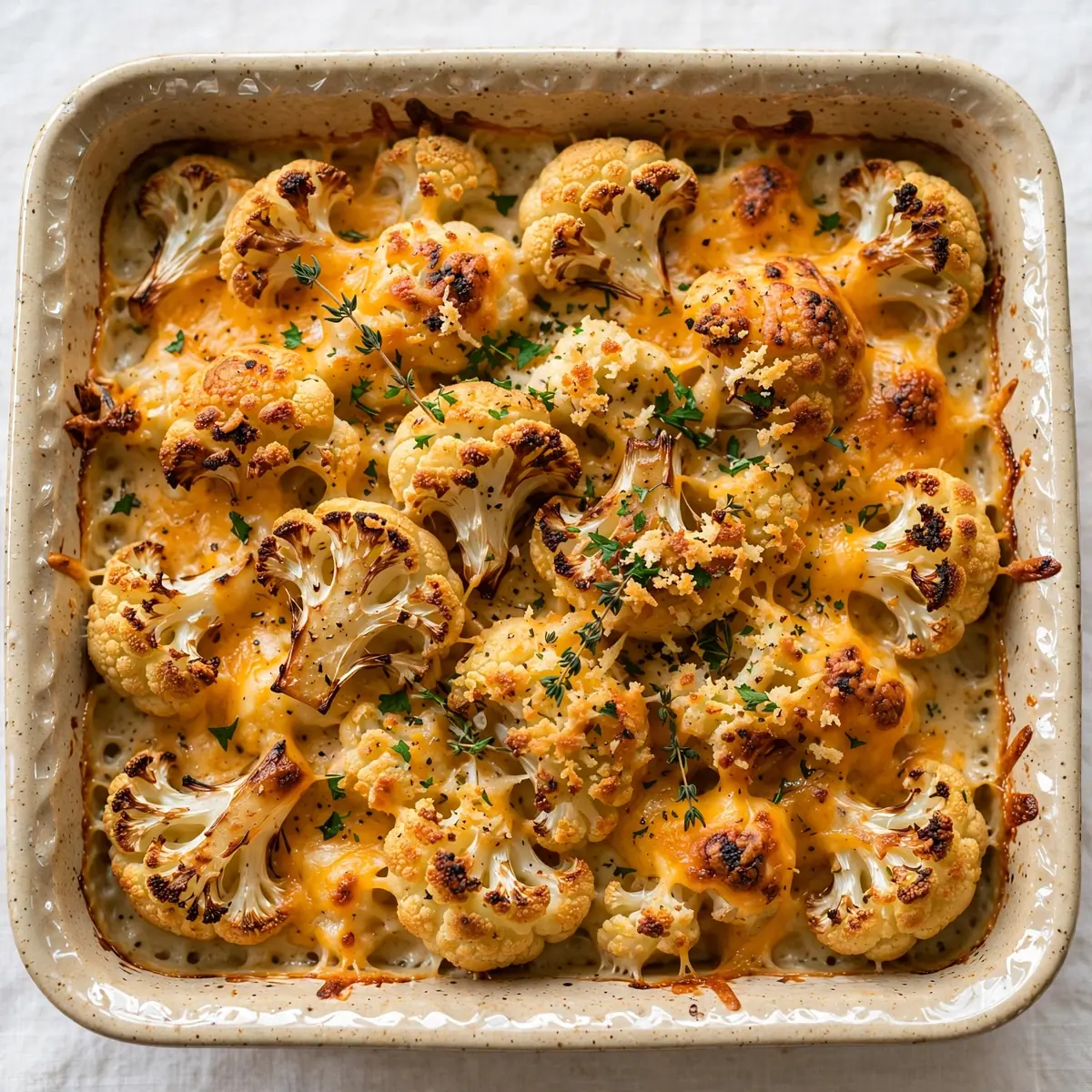 Cozy Weekend Roasted Cauliflower and Cheddar Bake