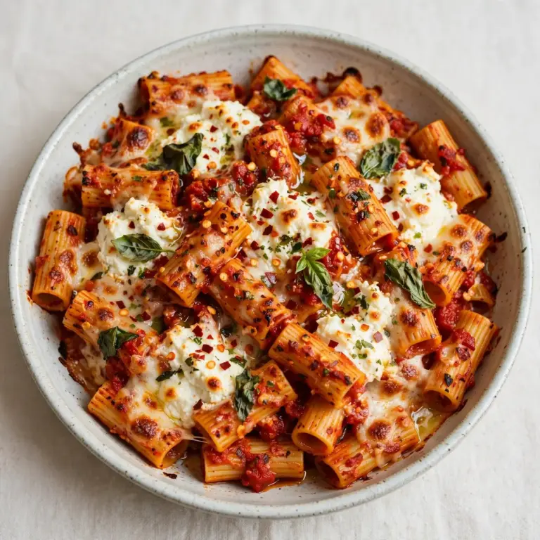 Cozy Weekend Spicy Tomato and Ricotta Baked Pasta