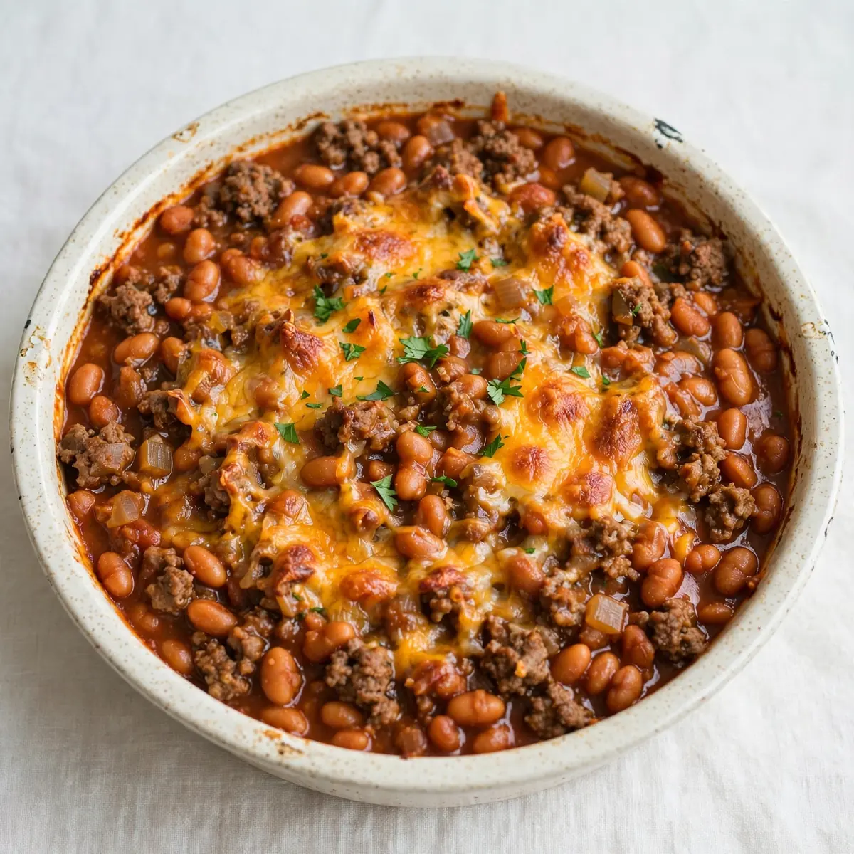 Slow Sunday Baked Bean and Ground Beef Casserole